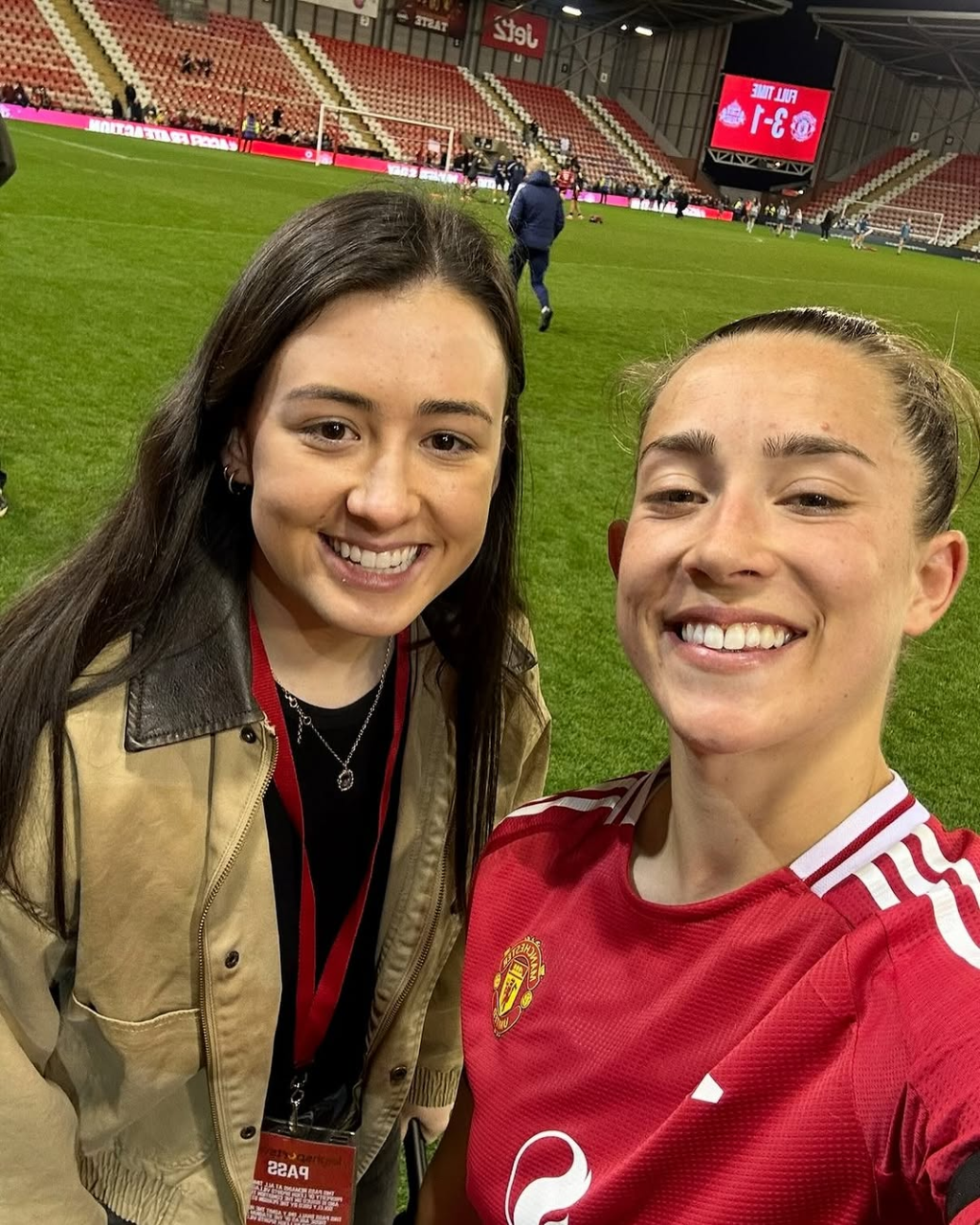 Creator Ally Flan with Manchester United captain Maya Le Tissier