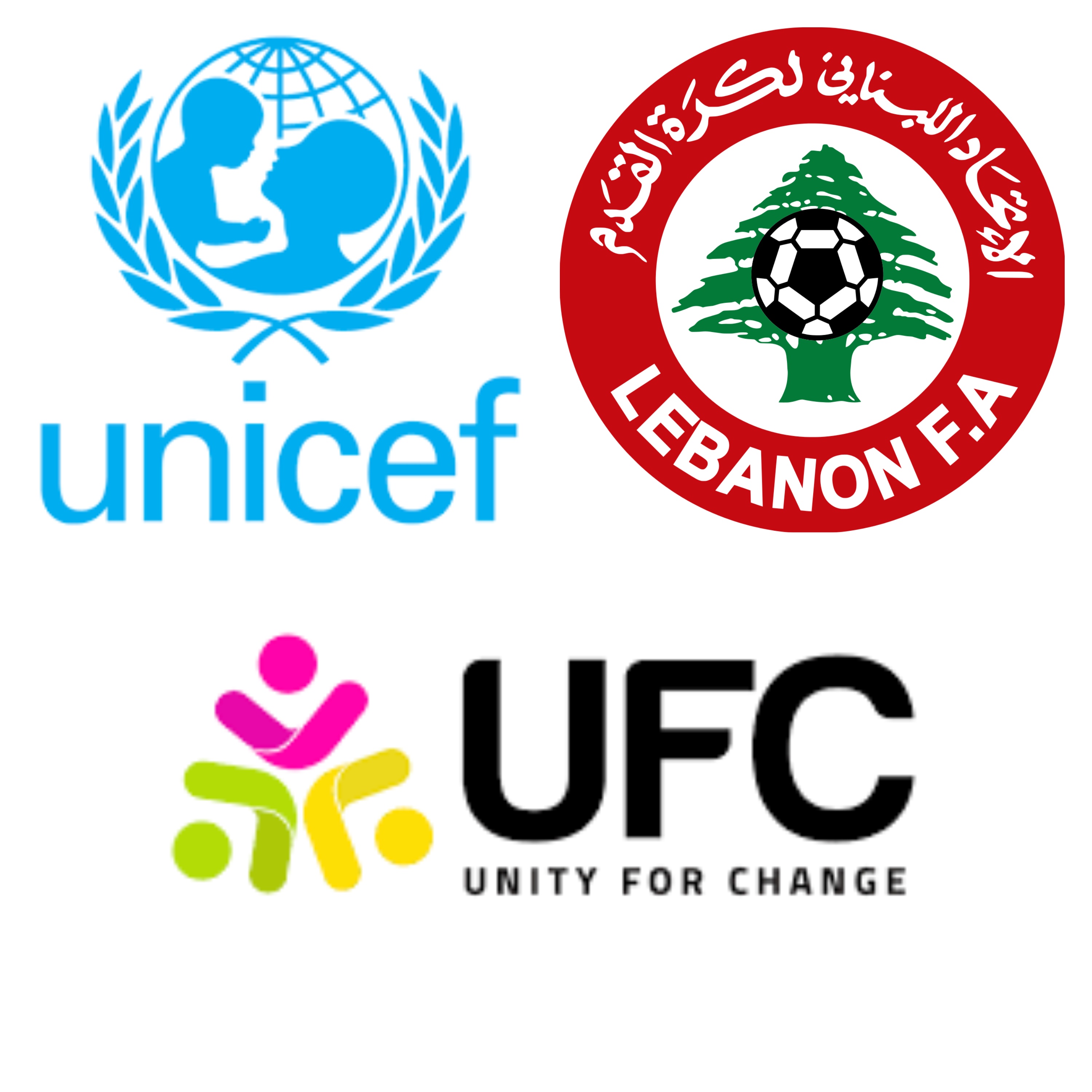 Unicef Logo, Lebanon Football Association Logo, Unity for Change UFC Logo