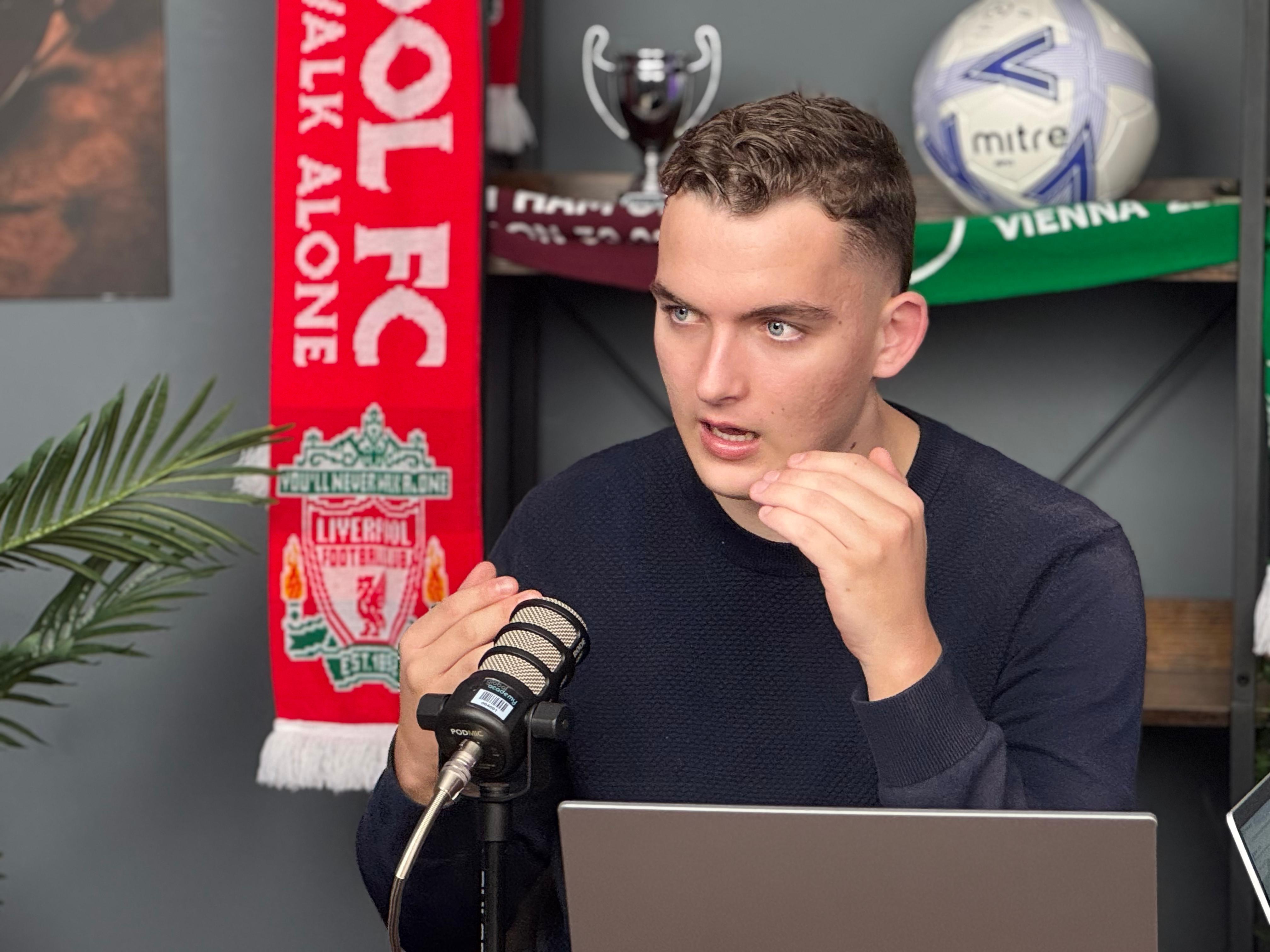Journalist and radio presenter Jamie McCreedy during his podcast, Inside The Mind Of