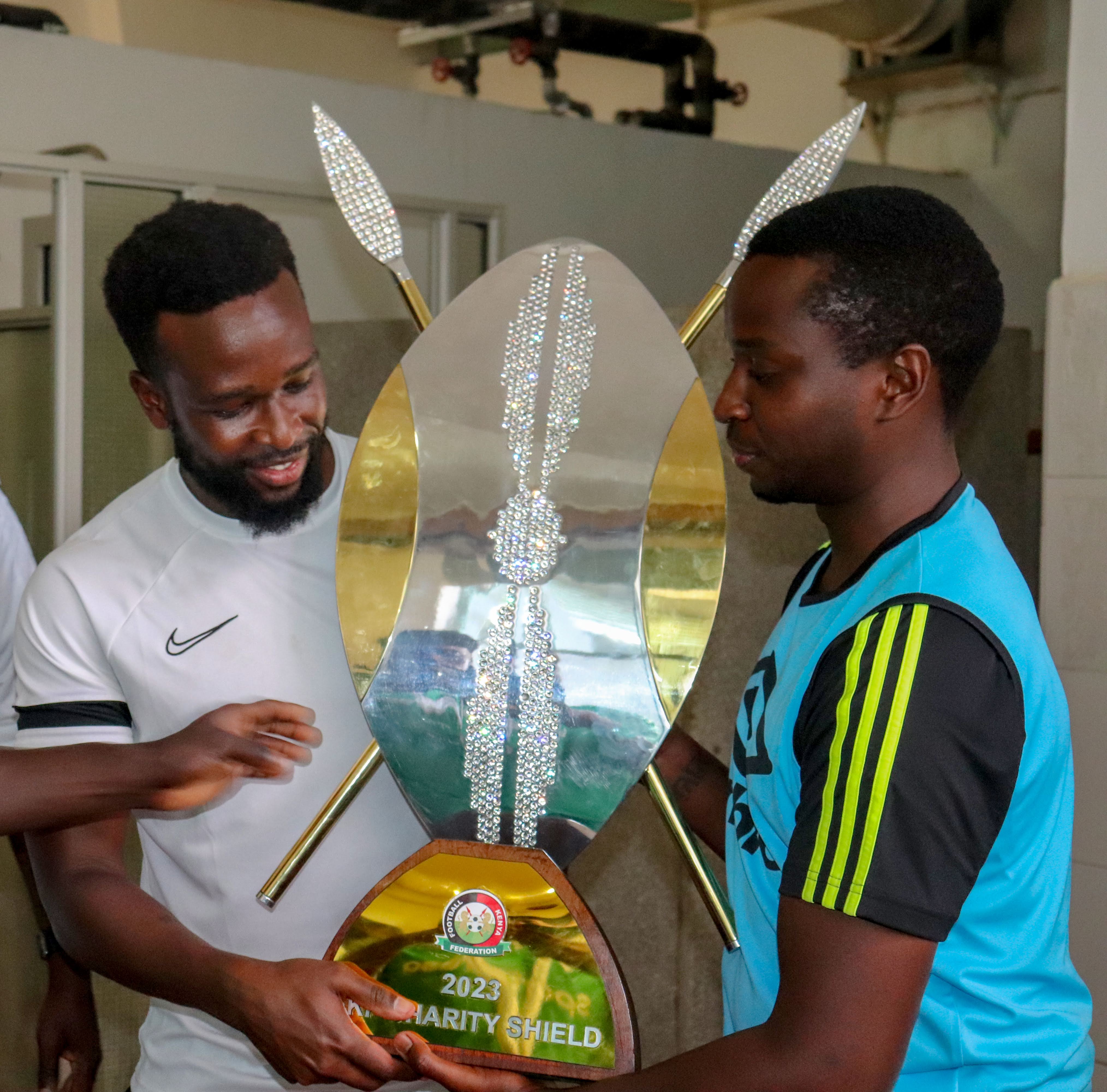 Kenya's Gor Mahia coach John Thomas Nyakundi with the Charity Shield