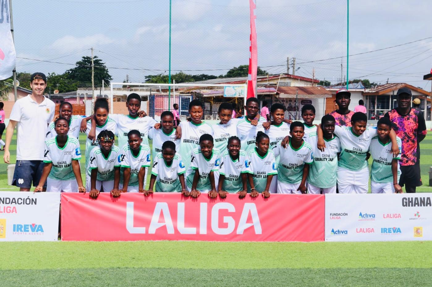 LAMSA Ghana girls academy team at a La Liga event - founder Luis Coll Jauregui