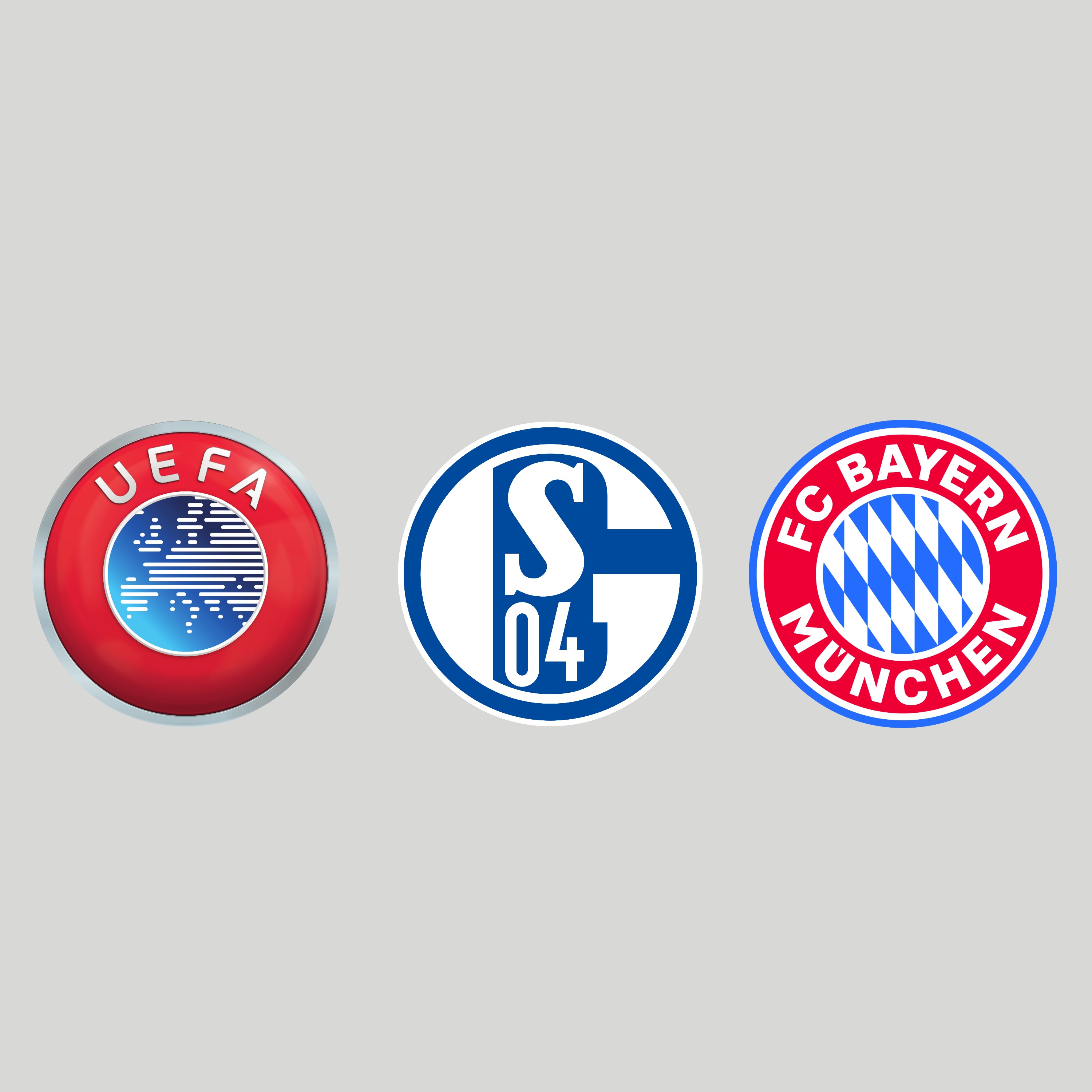 UEFA Logo, FC Bayern Munich Logo, FC Schalke 04 Logo