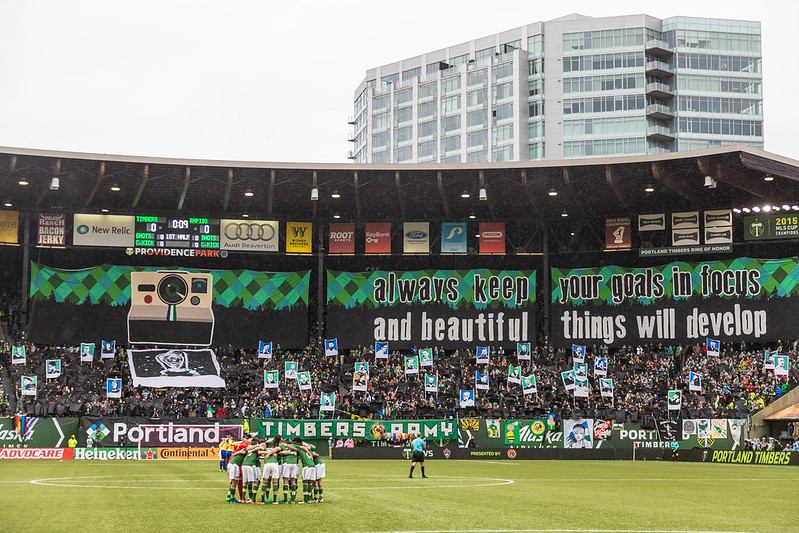 Portland Timbers Army tifo against Colorado Rapids
